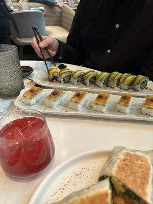 Selection of sushi. They also have bottomless brunch cocktails!   at PLANTA - Yorkville in Toronto