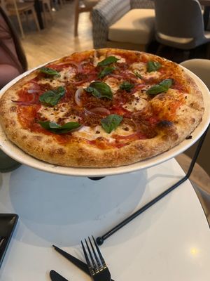 Chorizo pizza to start and share   at PLANTA - Yorkville in Toronto