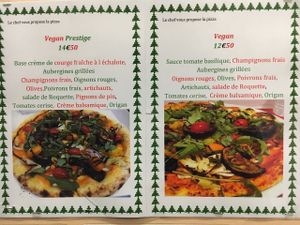 Menu at Pizza Julia in Paris