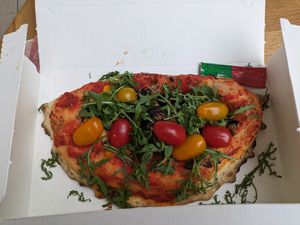 Vegan calzone at Pizza Julia in Paris