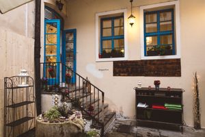 Cosy heated courtyard at Food of Love in Prague