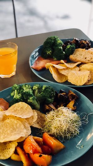 Breakfast platter at Vburg Cafe in Skudai