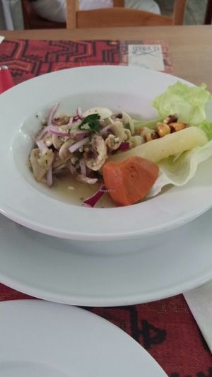 Mushroom Ceviche, Peruvian typical citrus preparation at El Virrey Kucina Peruana in Panama City