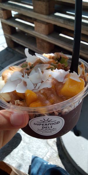 Acai bowl with peanut butter  at Superfood Deli - Mariahilfer in Vienna