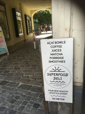Signage at Superfood Deli - Mariahilfer in Vienna