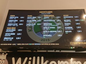 Menu at KartoffelKonig in Munich