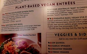 Part of the menu at Silver Diner in Frederick