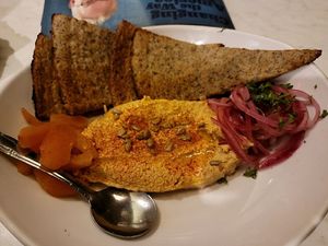 Hummus with gluten-free pita bread at Silver Diner in Frederick