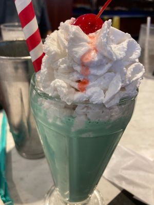 Grasshopper vegan milkshake at Silver Diner in Frederick