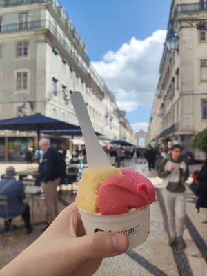 Passion fruit, strawberry and raspberry at Amorino - Augusta in Lisbon