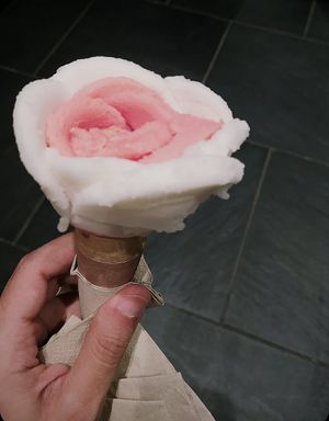 Organic lemon and mango ice cream at Amorino - Catedral in Sevilla