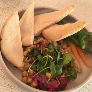 hummus and pita bread at Daliah Vienna in Shanghai