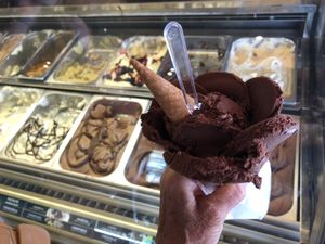 Chocolate gelato  at Amorino - Plaza Weyler in Mallorca