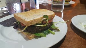 Subia's Burger at Subia's Organic Cafe and Market in Jersey City