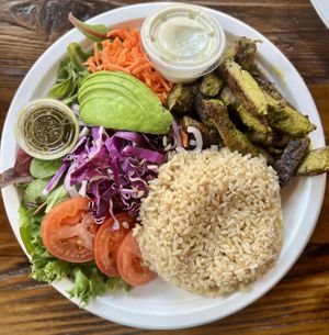 Country chick’n platter  at Subia's Organic Cafe and Market in Jersey City