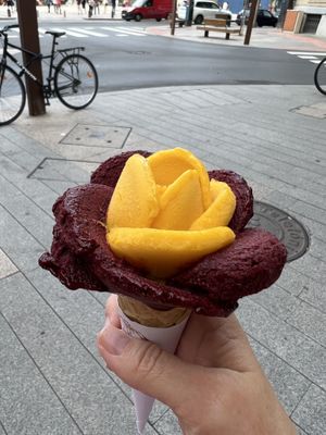 I got two flavors. This is the normal size  at Amorino - Guggenheim in Bilbao