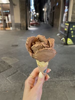 Vegan chocolate gelato  at Amorino - Via del Corso in Florence