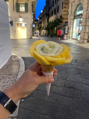 Lime basil with mandarin cherry blossom  at Amorino in Verona