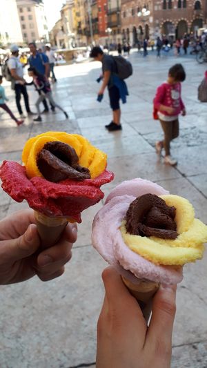 Chocolate, Mango, Passion Fruit, Litchi and Raspberry at Amorino in Verona