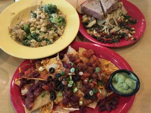 vegan nachos, macNcheeze, n tofu scramble at The Friendly Toast in Boston