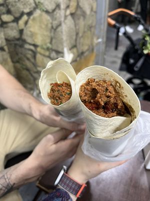 Spicy and non spicy durum  at Cigkofteci Ali Usta in Istanbul