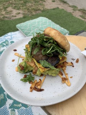 Tofu, mushroom, avocado and rocket burger 🍔  at Wombat Cafe & Store in Dromana