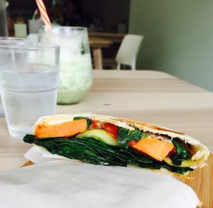 Smoked veg wrap at Wombat Cafe & Store in Dromana