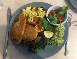 big breakfast plus avo. The scrambled Tofu was divine!! at Wombat Cafe & Store in Dromana