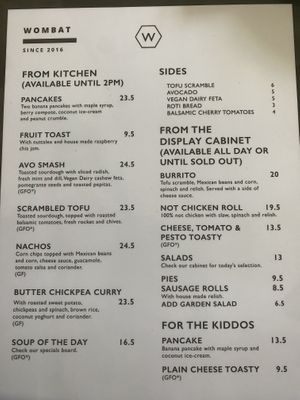 Menu - April 2024  at Wombat Cafe & Store in Dromana