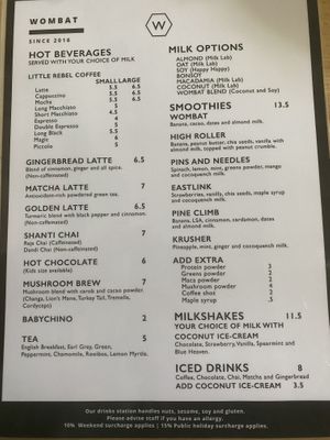 Menu 2/2 April 2024  at Wombat Cafe & Store in Dromana