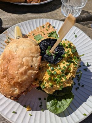 Breakie burger at Wombat Cafe & Store in Dromana