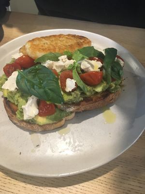 Smashed avo with hash browns  at Wombat Cafe & Store in Dromana