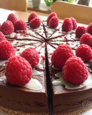 Raspberry and Chocolate Torte  at Rabbit Vegan Cafe in Exeter
