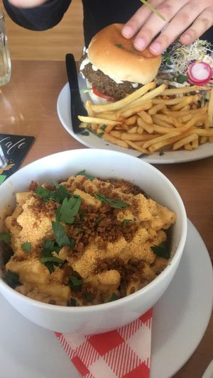 SFC burger and mac n cheese!  at Rabbit Vegan Cafe in Exeter