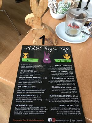Menu as of 20-9-18 at Rabbit Vegan Cafe in Exeter
