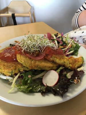 Courgette Fritters at Rabbit Vegan Cafe in Exeter