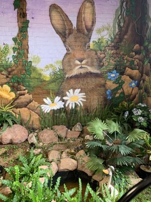 Cool interior with artwork and even its own well! at Rabbit Vegan Cafe in Exeter