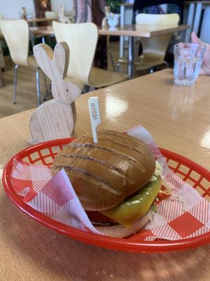 Epic burger.. probably the best Pattie ive tasted! at Rabbit Vegan Cafe in Exeter