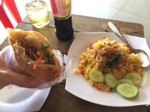 Banh My and fried rice at Chay Tinh in Ho Chi Minh City