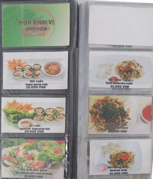 Menu at Vegeta in Ho Chi Minh City