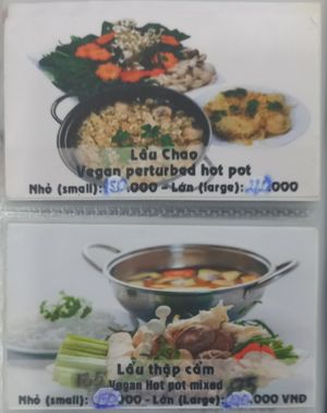 Menu at Vegeta in Ho Chi Minh City