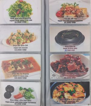 Menu at Vegeta in Ho Chi Minh City
