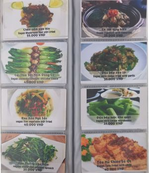 Menu at Vegeta in Ho Chi Minh City