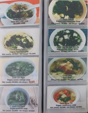 Menu at Vegeta in Ho Chi Minh City