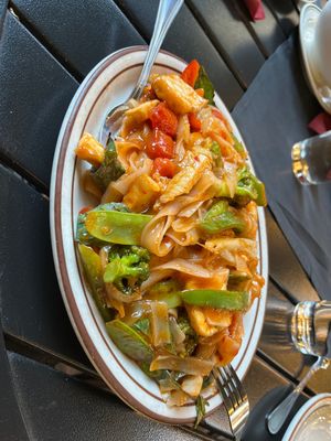 Vegan drunken noodle  at Sopa Thai Cuisine in Nevada City