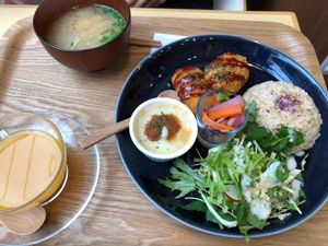 Lunch set with veg croquet.  at Rota Cafe in Fukuoka