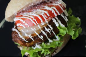 vege burger at Rota Cafe in Fukuoka