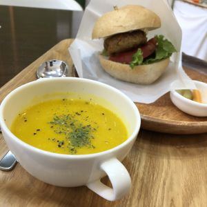 Burger set meal. Very good! at Rota Cafe in Fukuoka