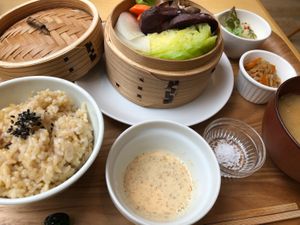 Steamed veg set meal. at Rota Cafe in Fukuoka