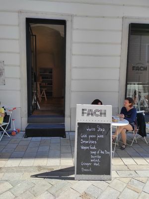Outside at Fach Juice Shop in Bratislava